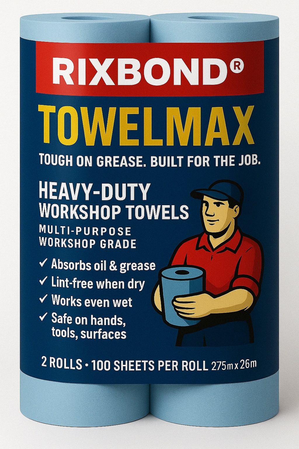 RIXBOND TowelMax Blue Roll Towels